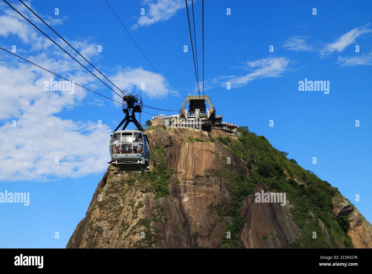 Brazil Rio de Janeiro Sugar loaf Mountain - Pao de Acucar and cable car. The city was the venue for the 2016 Olympic Games. Stock Photo