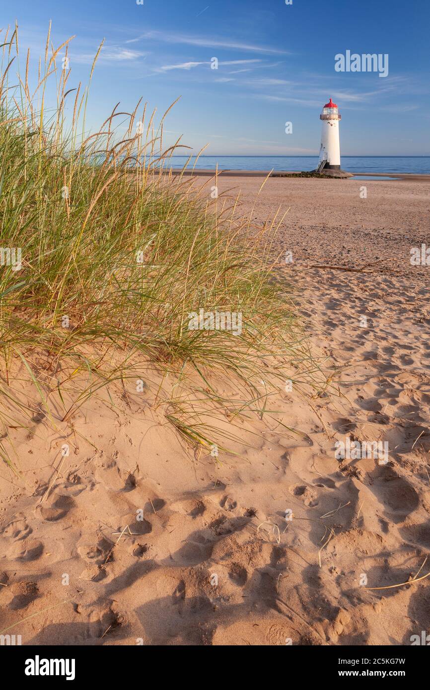 Point of Ayr lighthouse at Talacre on the North Wales coast Stock Photo