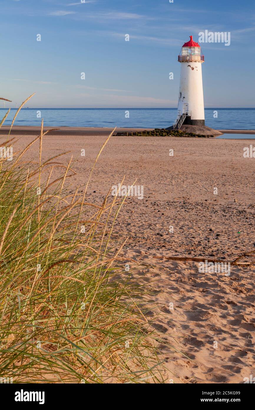 Point of Ayr lighthouse at Talacre on the North Wales coast Stock Photo