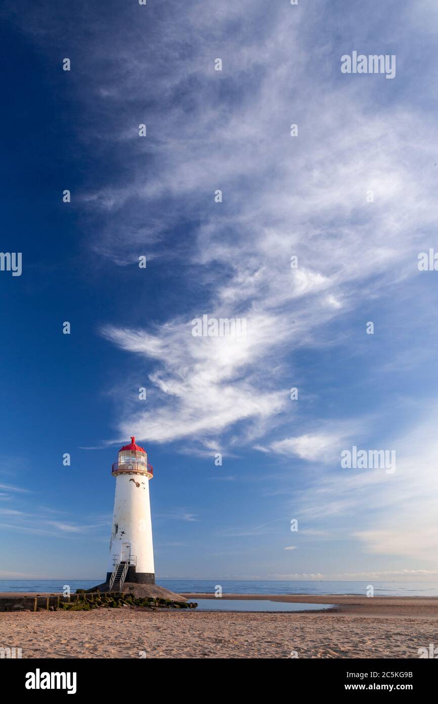 Point of Ayr lighthouse at Talacre on the North Wales coast Stock Photo