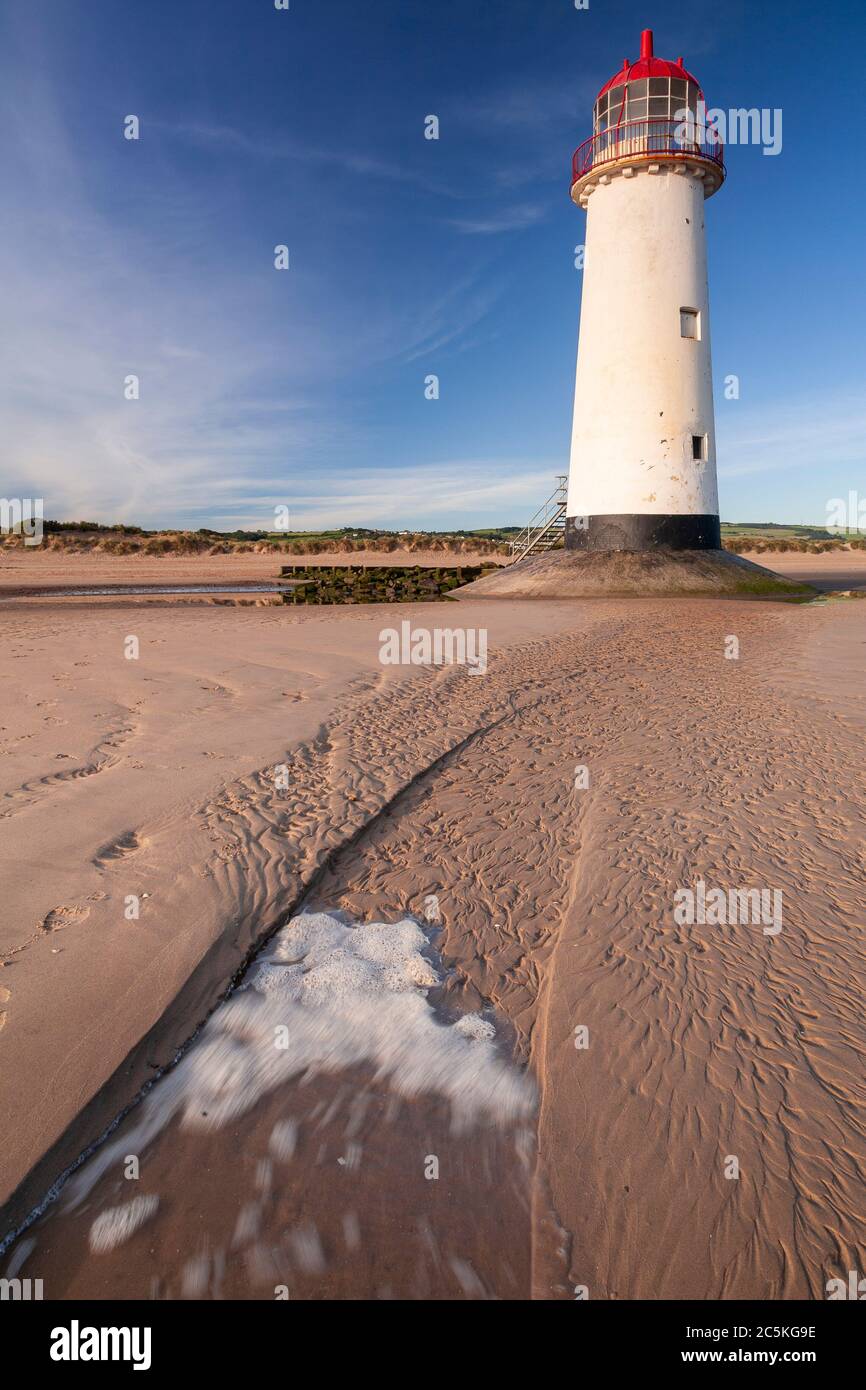 Point of Ayr lighthouse at Talacre on the North Wales coast Stock Photo