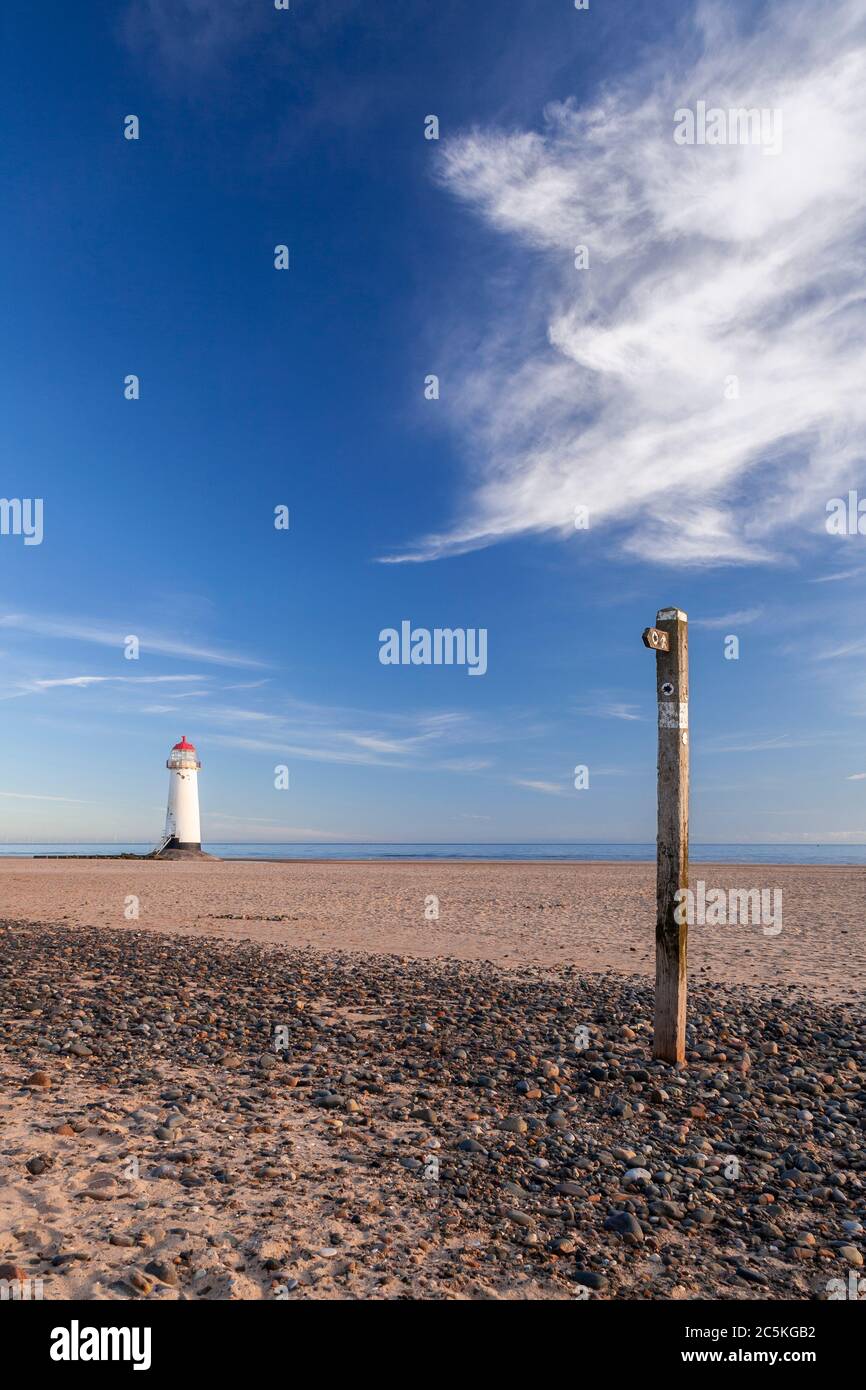 Point of Ayr lighthouse at Talacre on the North Wales coast Stock Photo