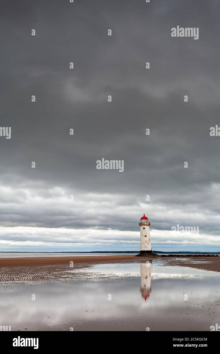 Point of Ayr lighthouse at Talacre on the North Wales coast Stock Photo