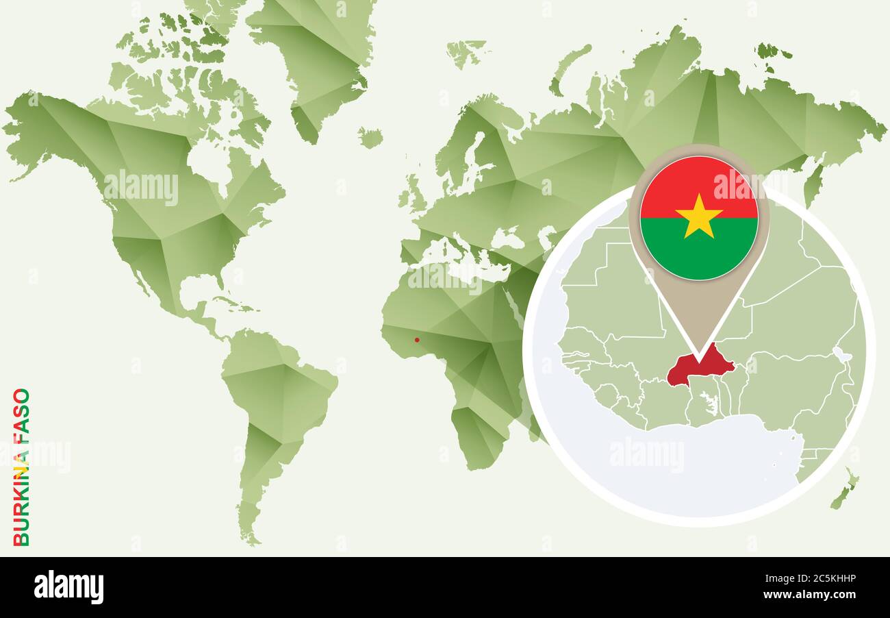 Infographic for Burkina Faso, detailed map of Burkina Faso with flag ...