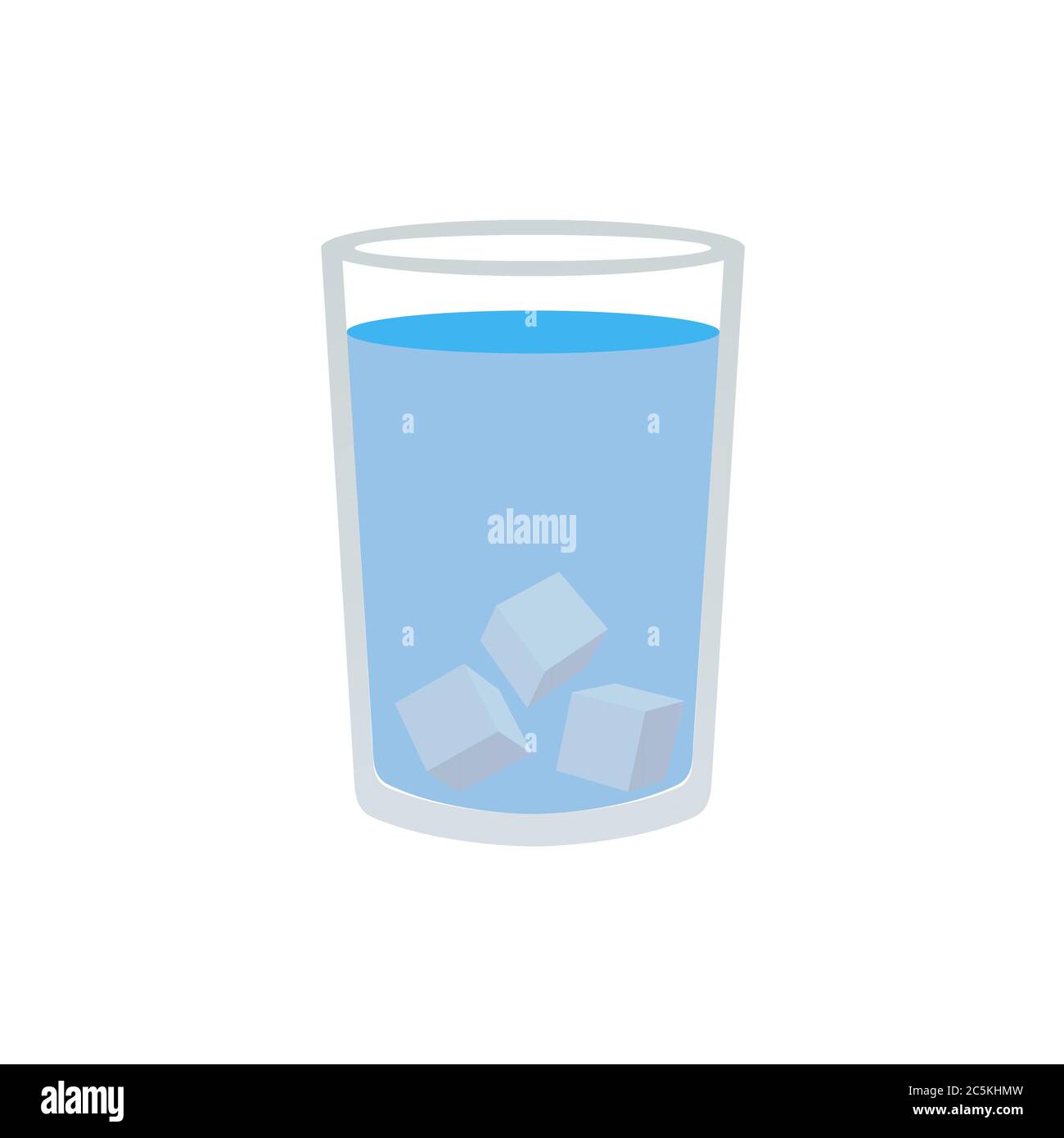 Glass of Ice Water on white background. Vector illustration in trendy ...