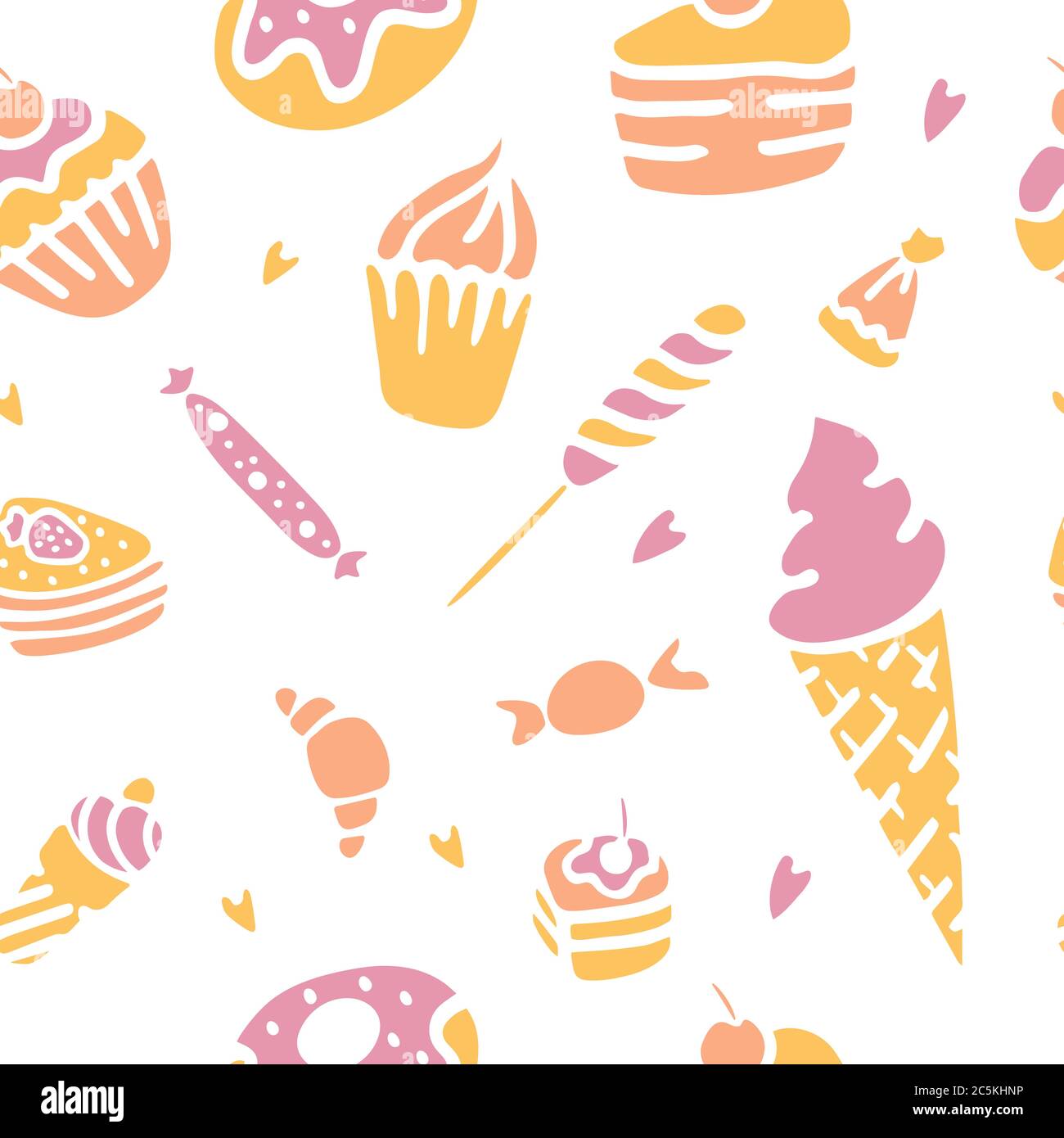 Hand drawn texture. Sweets and desserts. Print, fabric, wrapping Stock ...