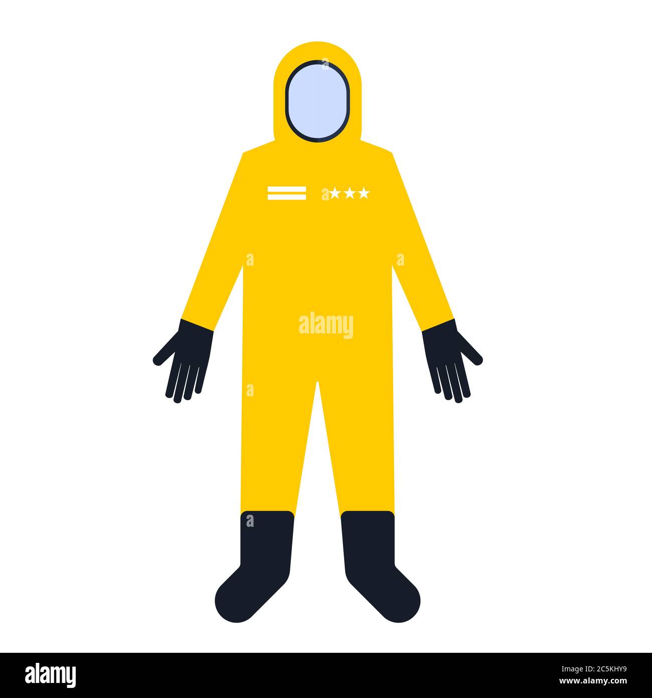 Yellow hazmat suits. Biohazard concept. Vector illustration. Stock Vector