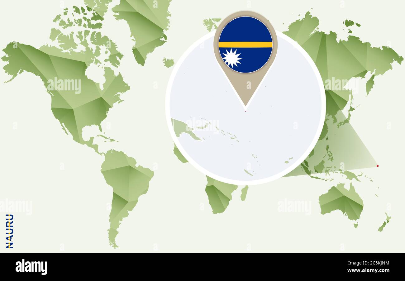 Infographic For Nauru Detailed Map Of Nauru With Flag Vector Info