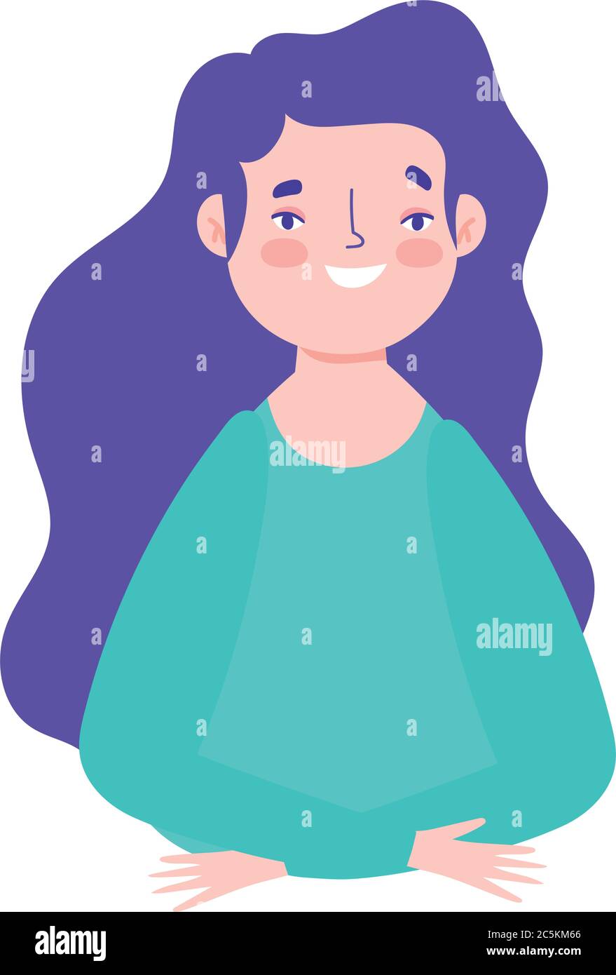 cartoon woman character female portrait isolated design icon vector ...