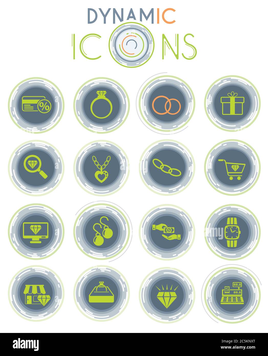 jewerly store dynamic icons Stock Vector