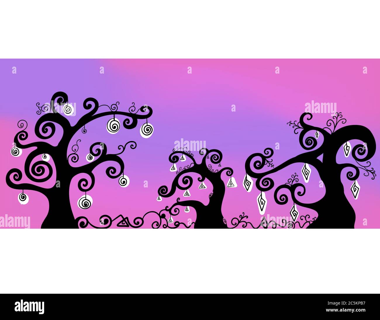 vector silhouette of trees on abstract background Stock Vector