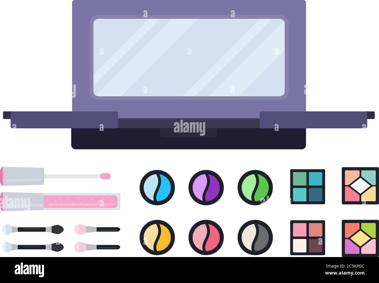 Professional makeup case and shadow set vector icon flat isolated illustration Stock Vector