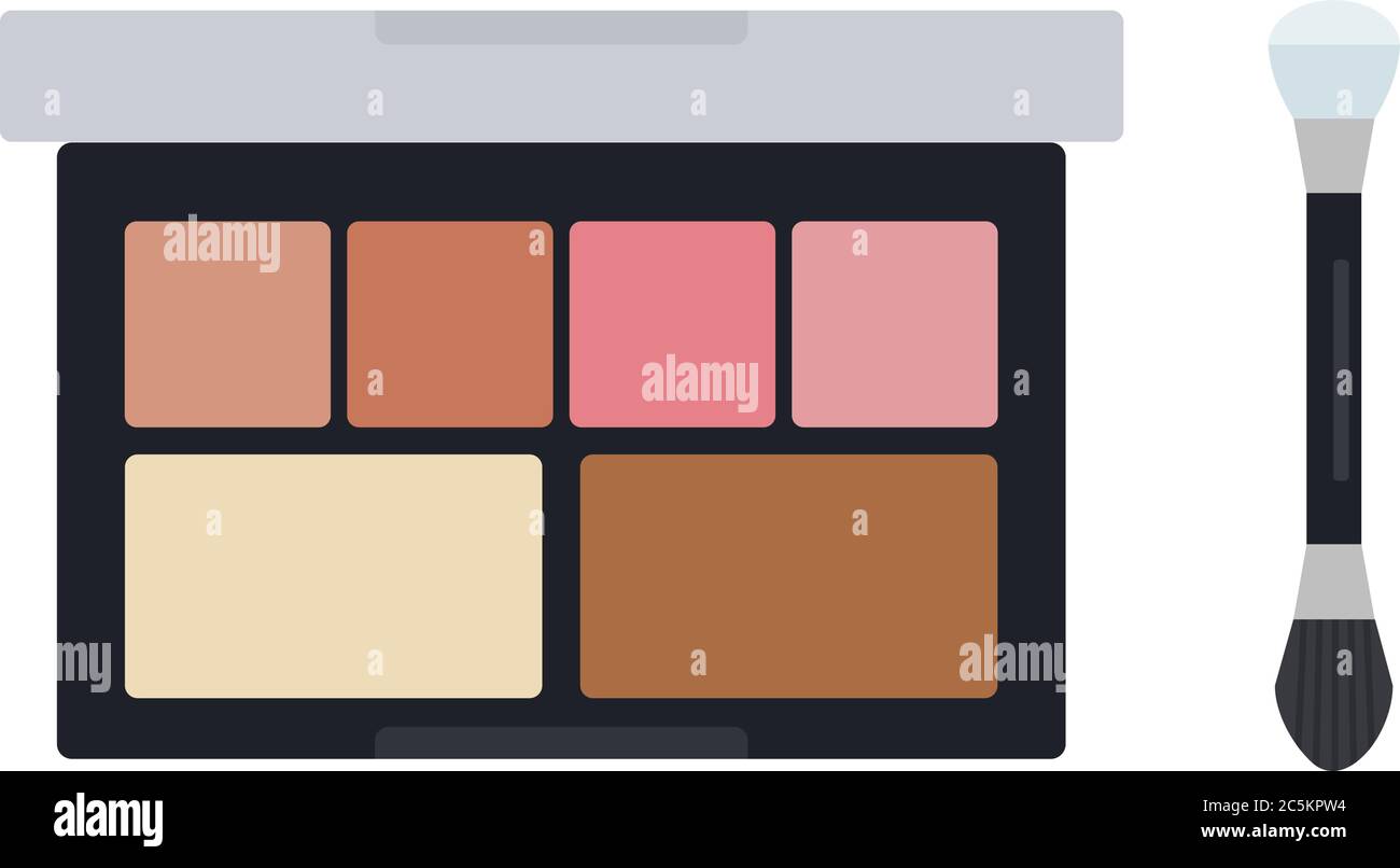 Make up case with shadows and blush vector icon flat isolated illustration Stock Vector