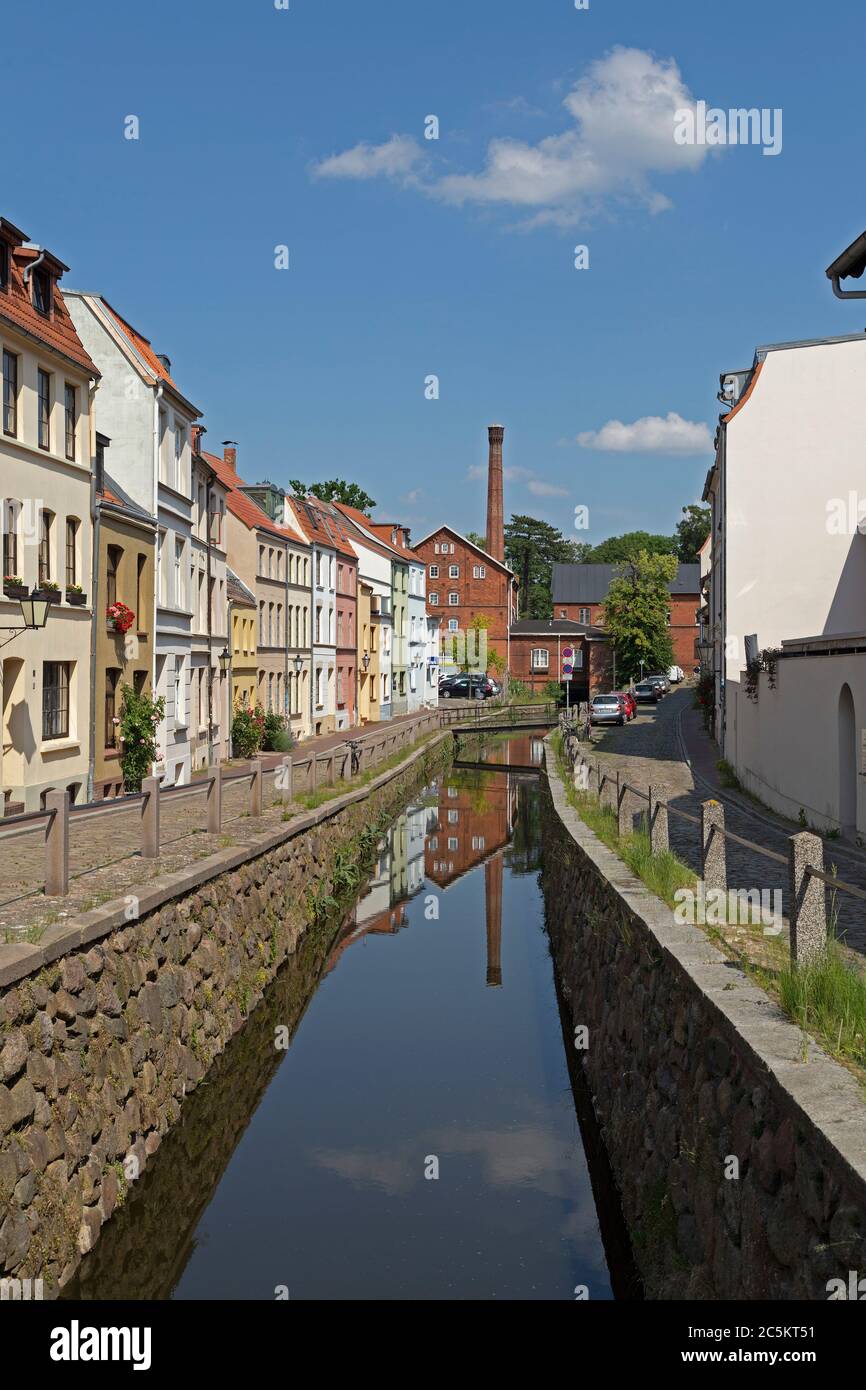 Grube stream and old town mill, Wismar, Mecklenburg-West Pomerania, Germany Stock Photo