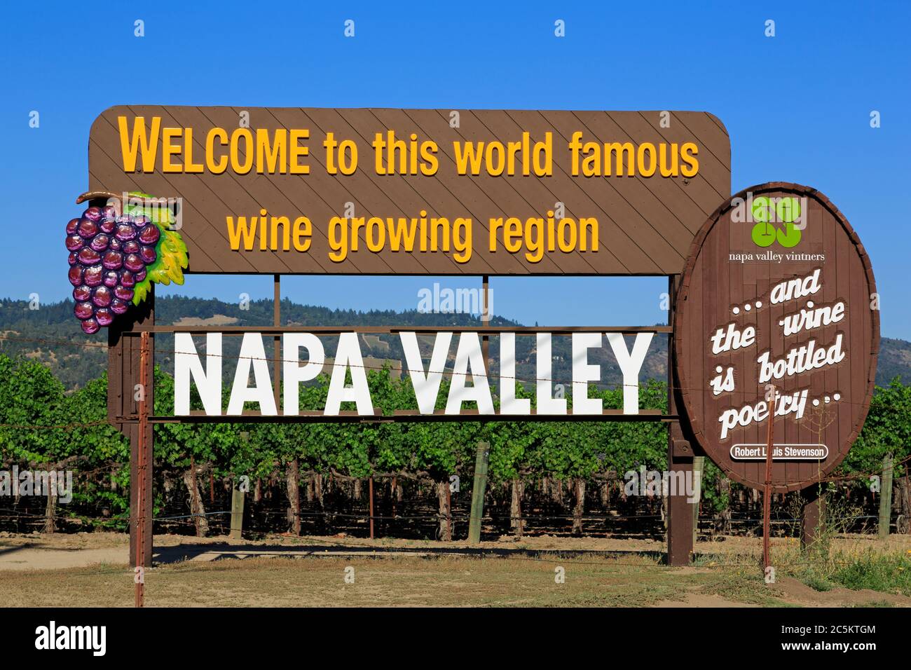 Napa Valley sign near Calistoga,Napa Valley,California,USA Stock Photo