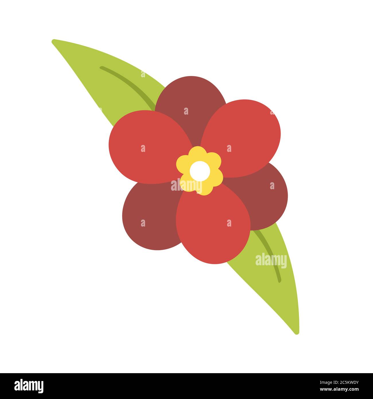 Red flowers on white background. Vector illustration in trendy flat style. EPS 10 Stock Vector