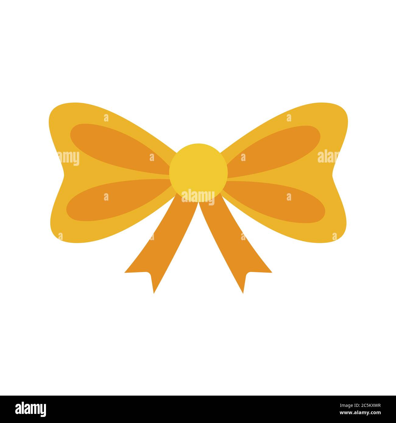 Decorative yellow bow on white background. Vector illustration in