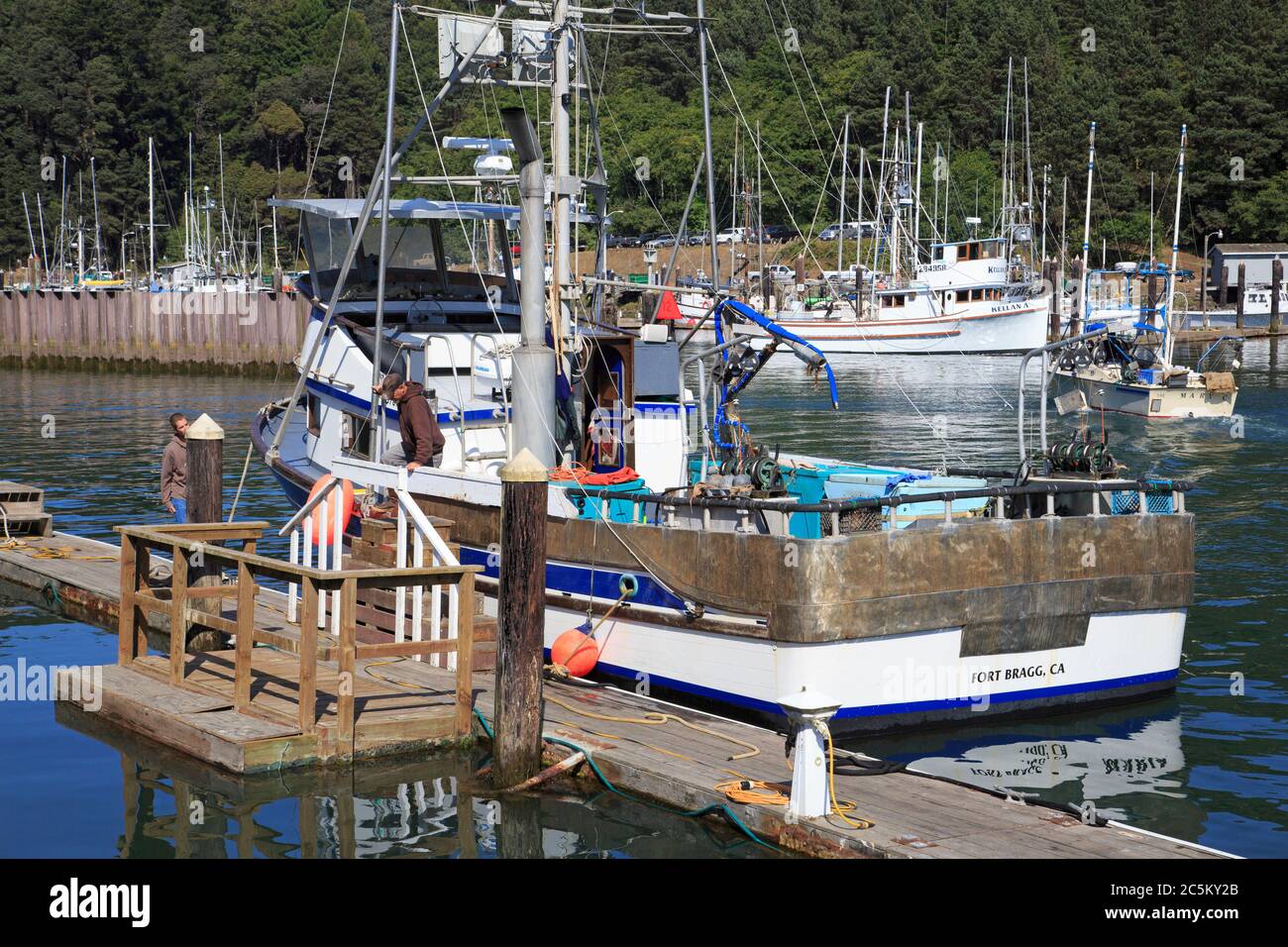 Boats in Noyo Harbor,Mendocino County,Fort Bragg,California,USA Stock