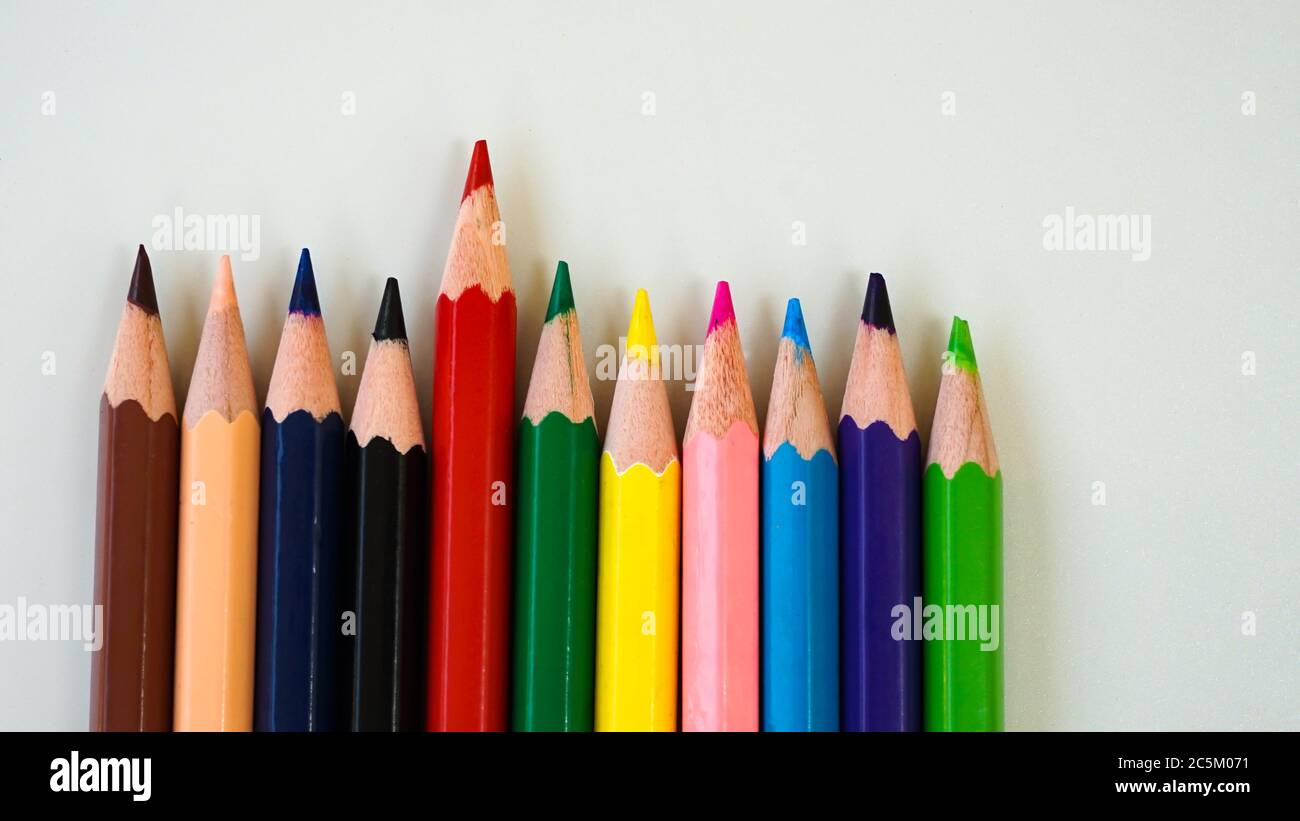 Color pencil with a white background Stock Photo