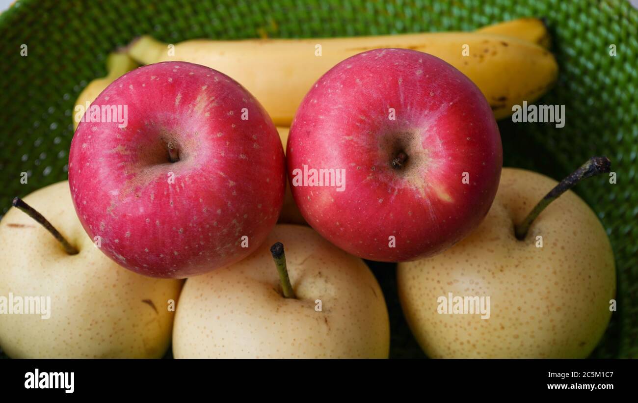 Close up the fruits in the basket Stock Photo