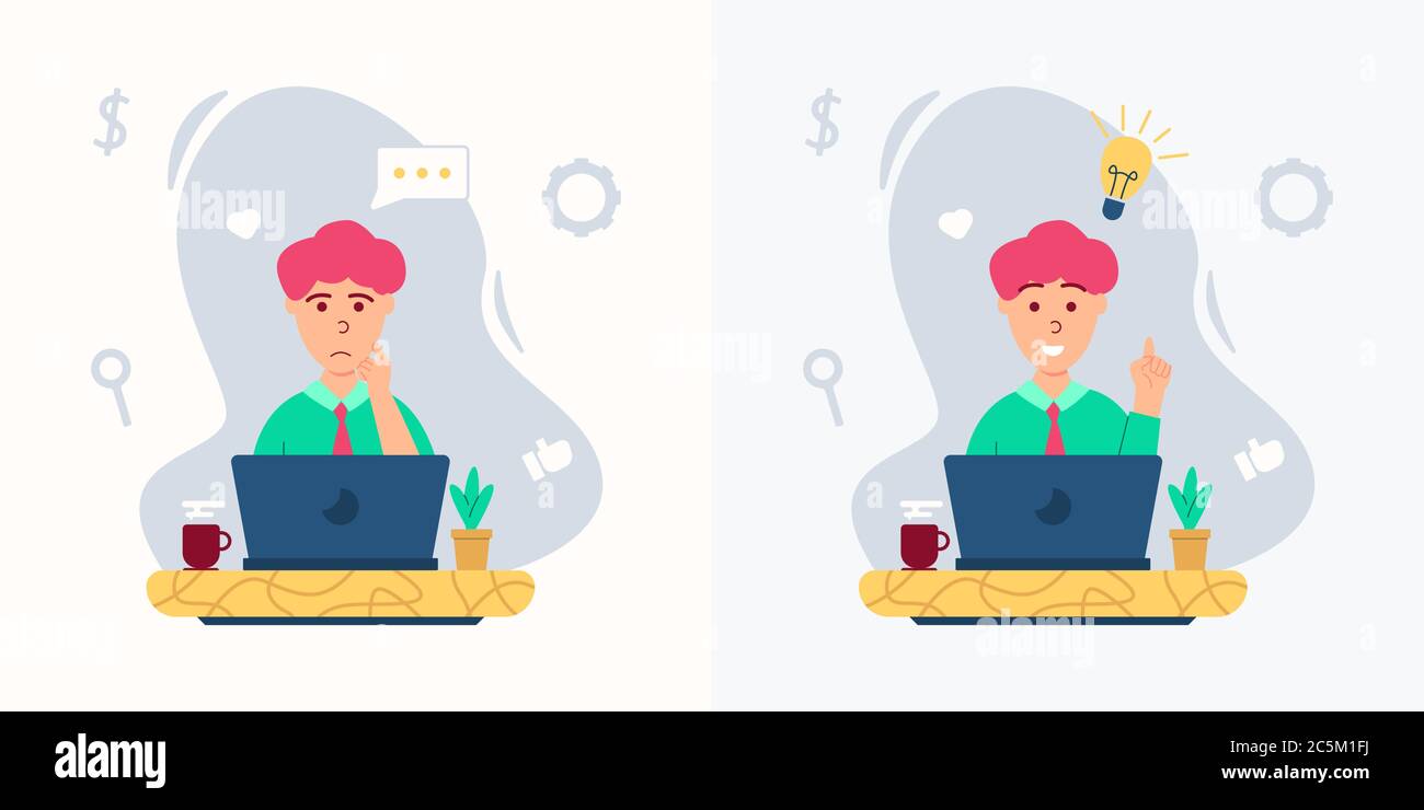 businessman are thinking and finding ideas in flat style design Stock Vector