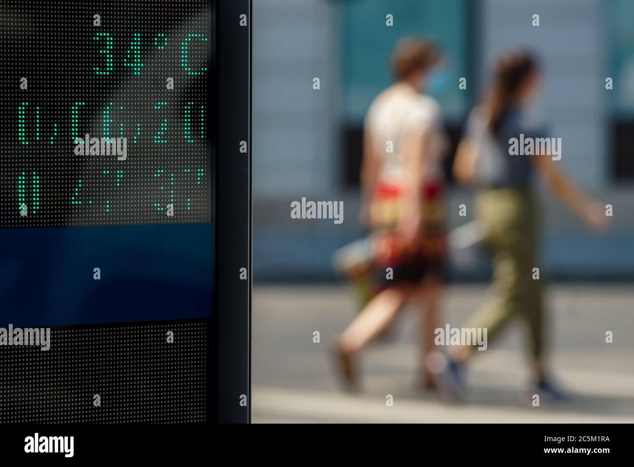 Bucharest, Romania - June 30, 2019: 35 degrees celsius (92 fahrenheit) is  the temperature displayed by a digital thermometer on a hot summer on a  stre Stock Photo - Alamy
