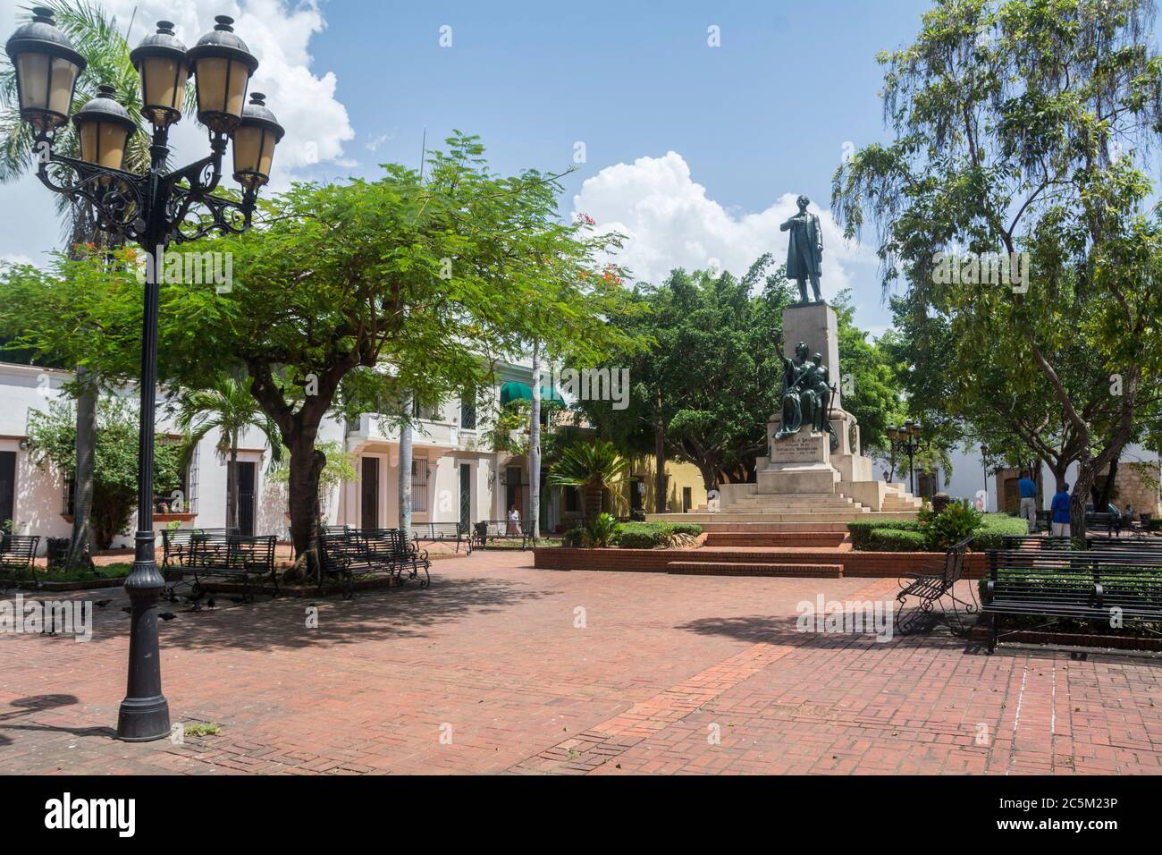 Parque Duarte, located in the very heart of the Colonial City right in front of the church of the Dominicans, in Santo Domingo, in the Dominican Repub Stock Photo