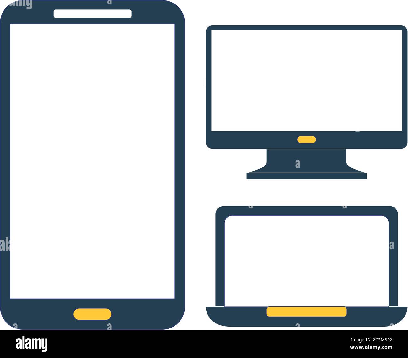 Mobile devices, wireless communication technology and internet web concept: business laptop or notebook, tablet computer PC and touchscreen monitor Stock Vector