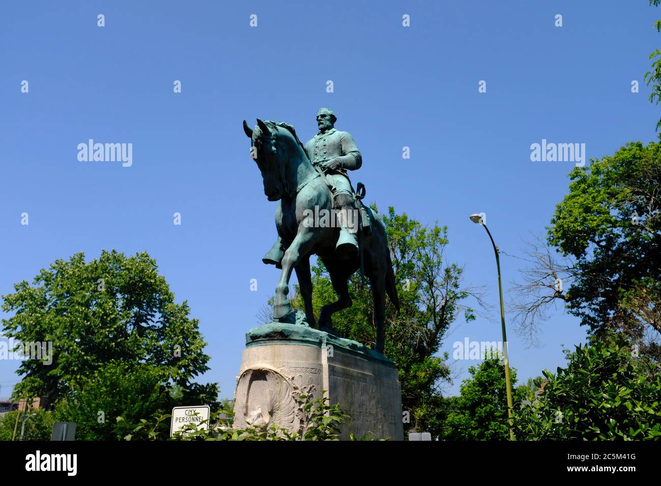 Robert E Lee Statue in Market Square Park in Charlottesville, Virginia