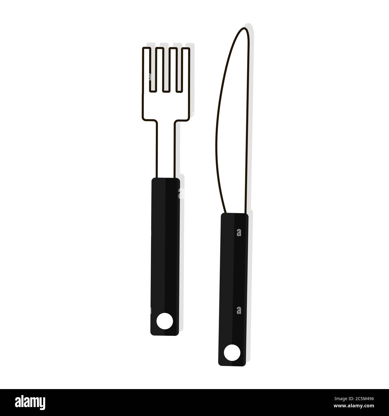 Fork and knife on white background. Vector illustration in trendy flat