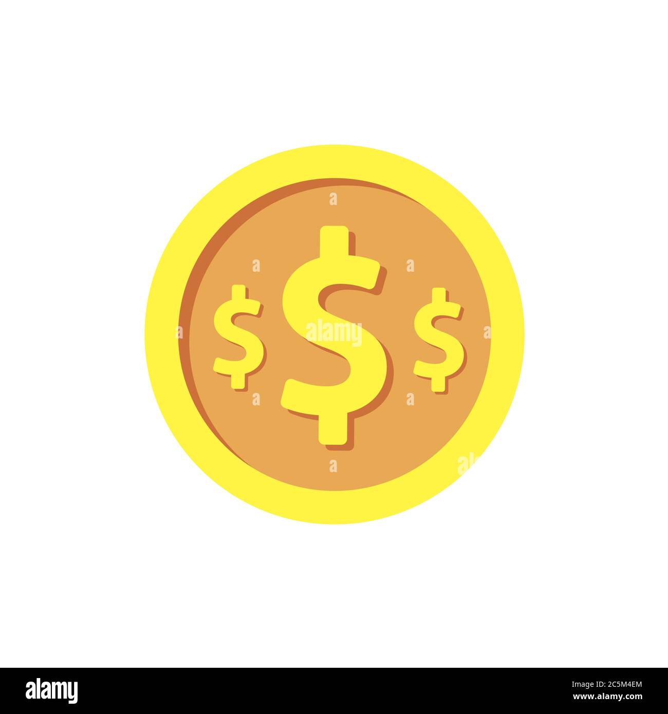 Gold coin on white background. Vector illustration in trendy flat style. EPS 10. Stock Vector