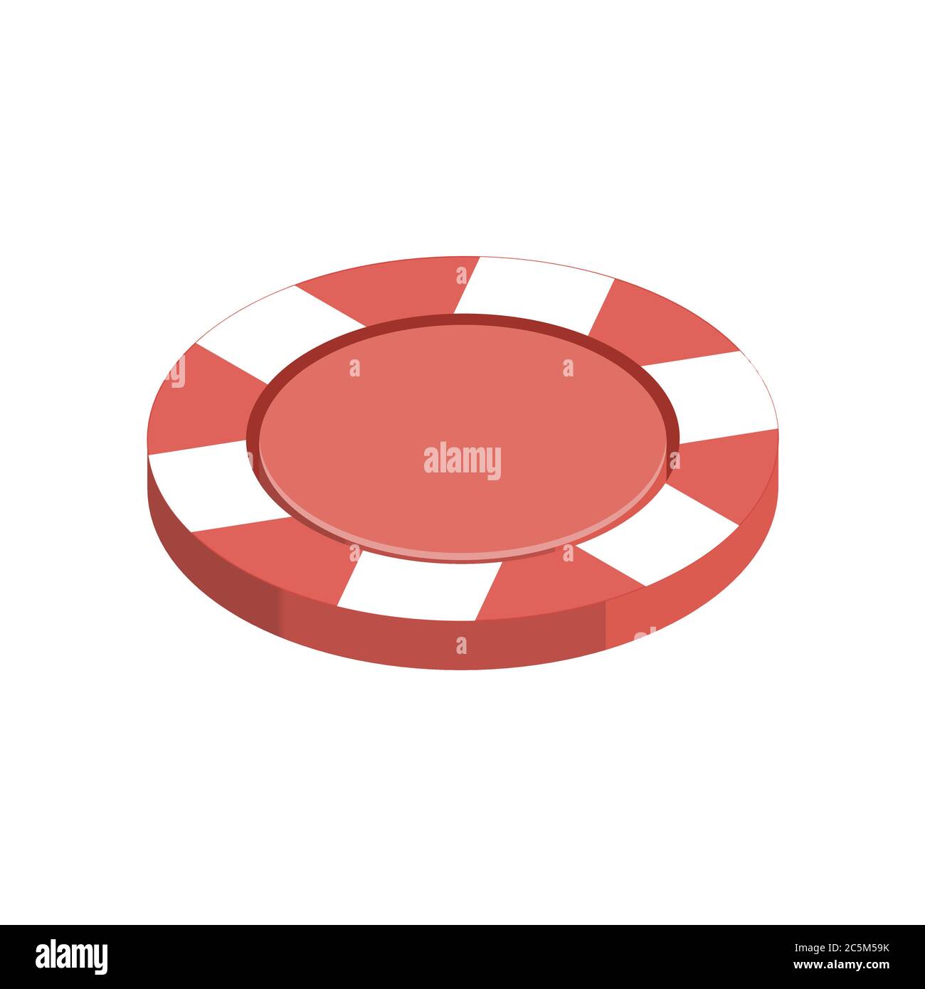 Casino red chip in trendy flat style. Vector illustration. EPS 10. Stock Vector