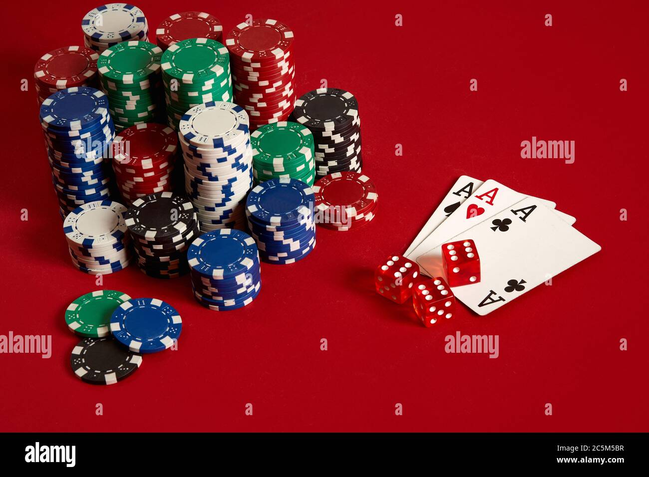 Casino gambling poker equipment and entertainment concept close up of