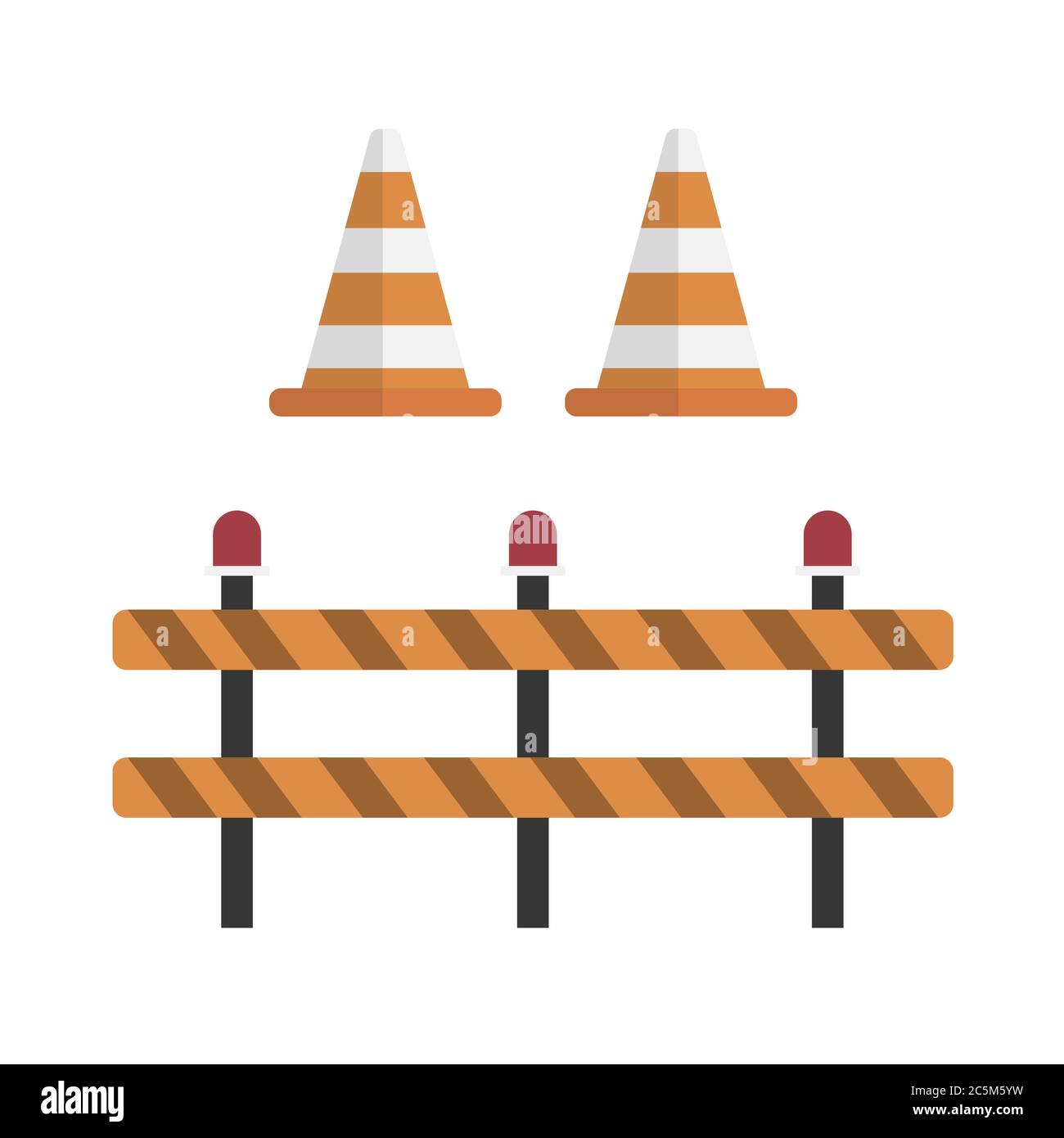Road repair. Under construction sign on white background. Vector illustration in trendy flat style. EPS 10. Stock Vector