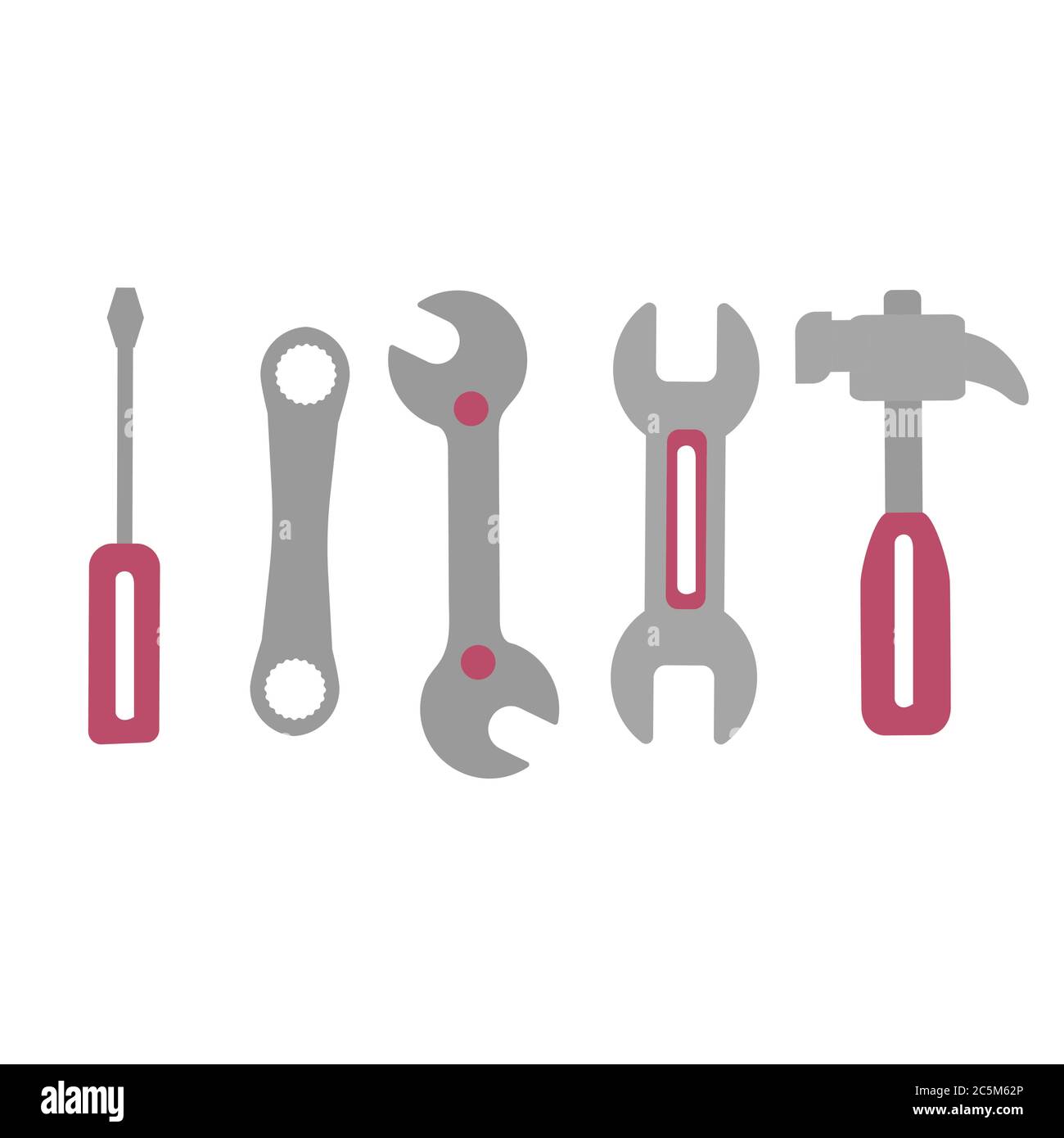Tool kit for car on white background. Vector illustration. EPS 10. Stock Vector