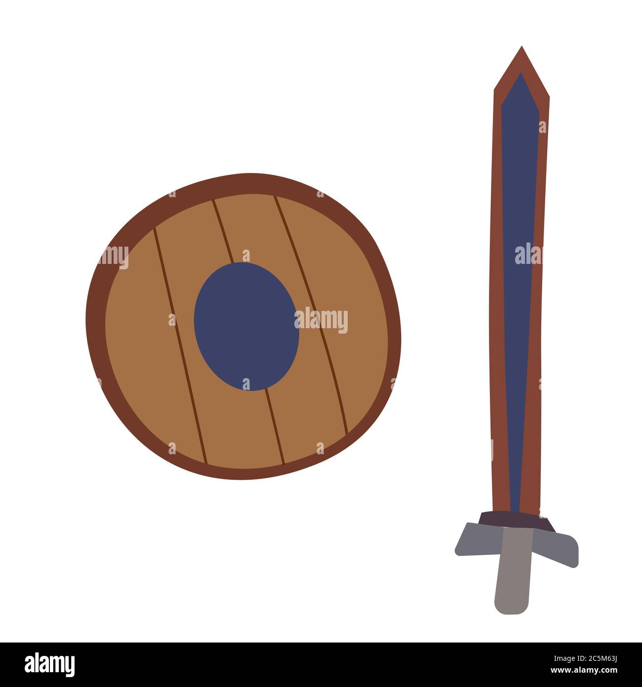 Shield and sword isolated on white background. Vector illustration. EPS 10. Stock Vector