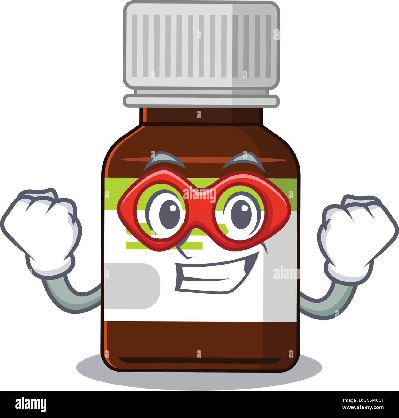 A cartoon drawing of antibiotic bottle in a Super hero character Stock