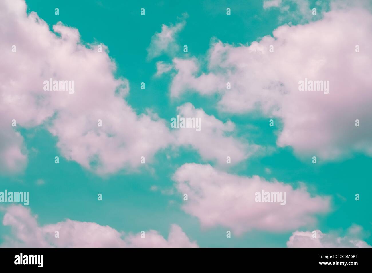 Copy space summer blue sky and white pink pastel hilight cloud abstract minimal background. Stock Photo