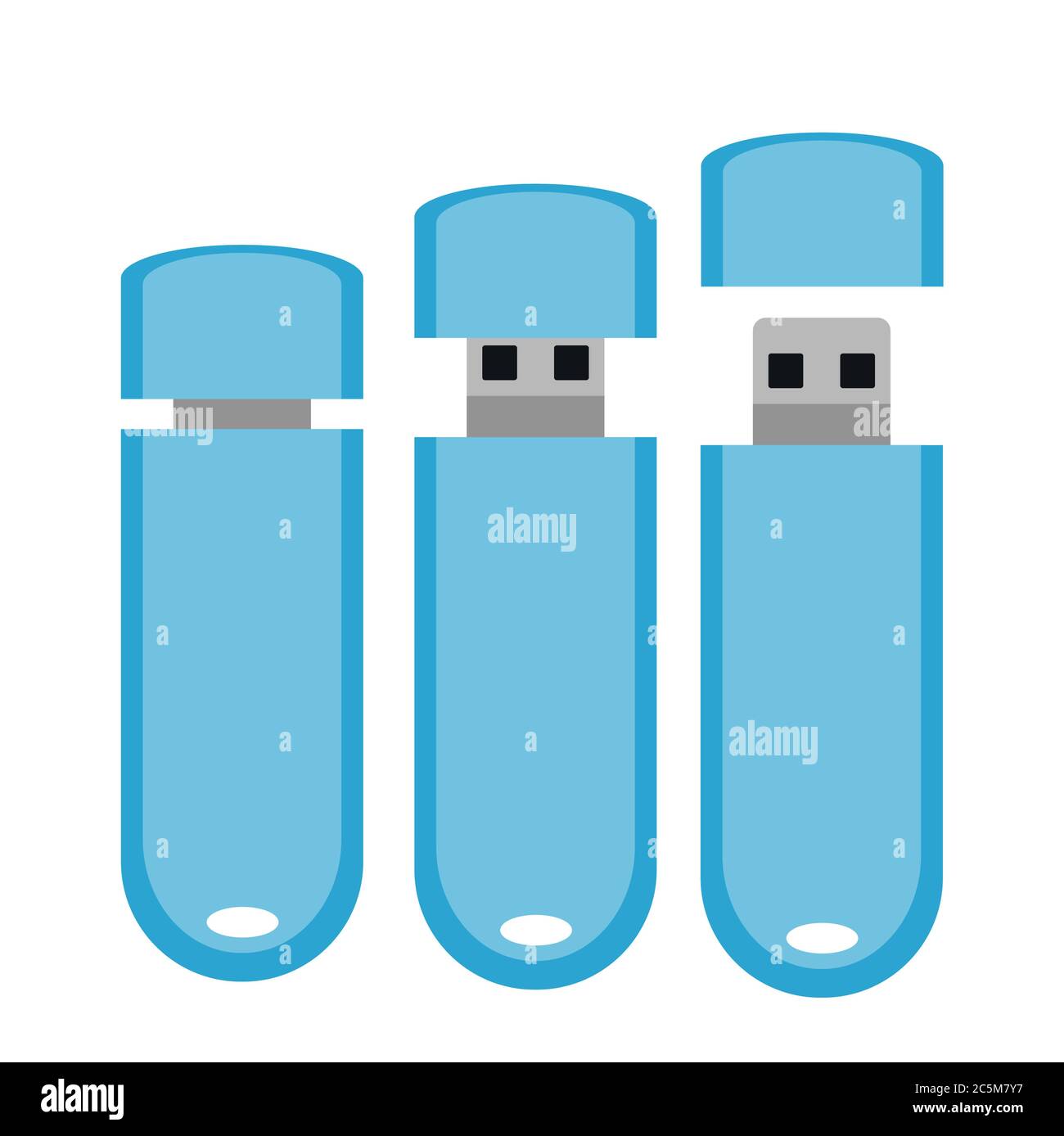 USB Flash Drive on white background. Vector illustration in trendy flat