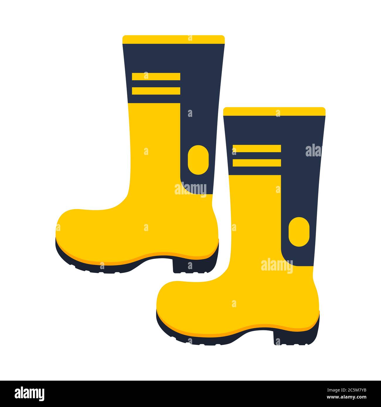 Rubber protection boots isolated on white. Yellow color. Vector illustration. Stock Vector