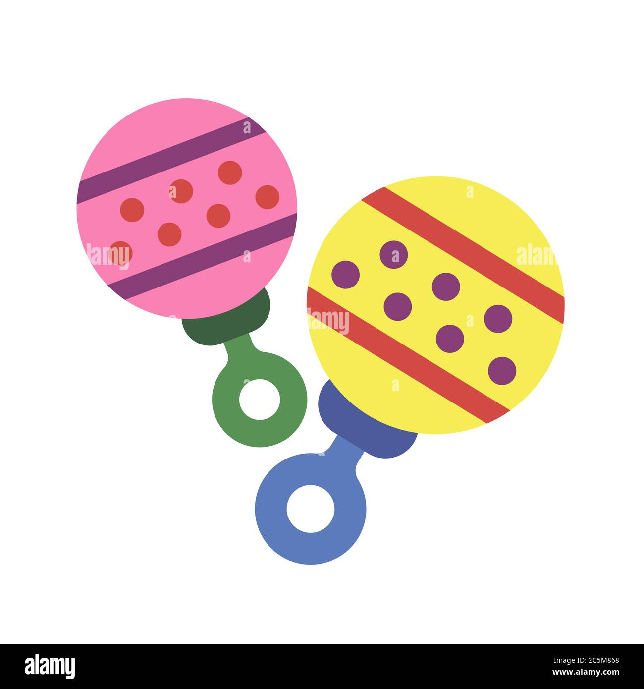 Baby rattle on white background. Vector illustration in trendy flat style. EPS 10.  Stock Vector
