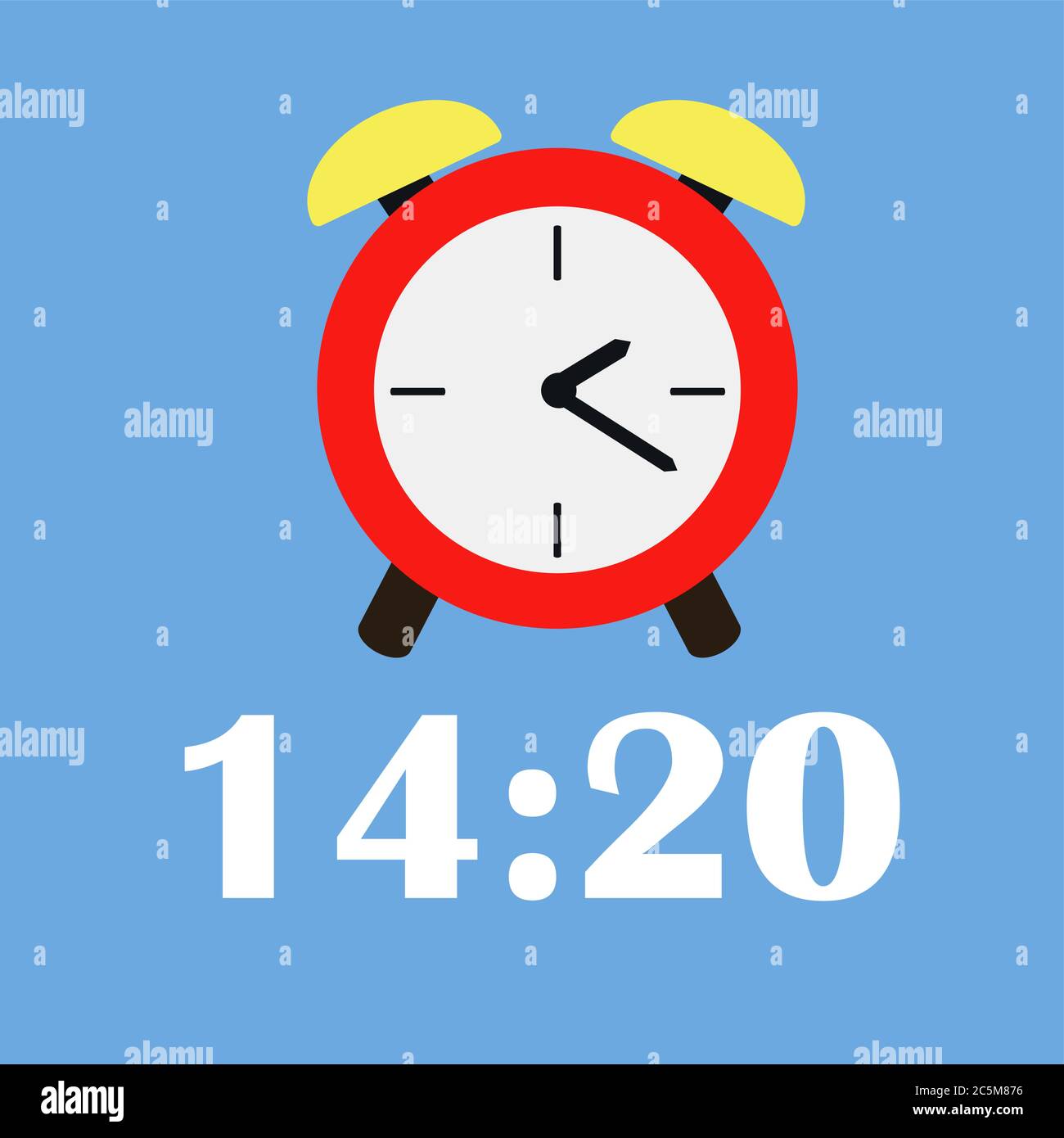 Time and clock line icon on blue background. Vector illustration in trendy flat style. ESP 10. Stock Vector