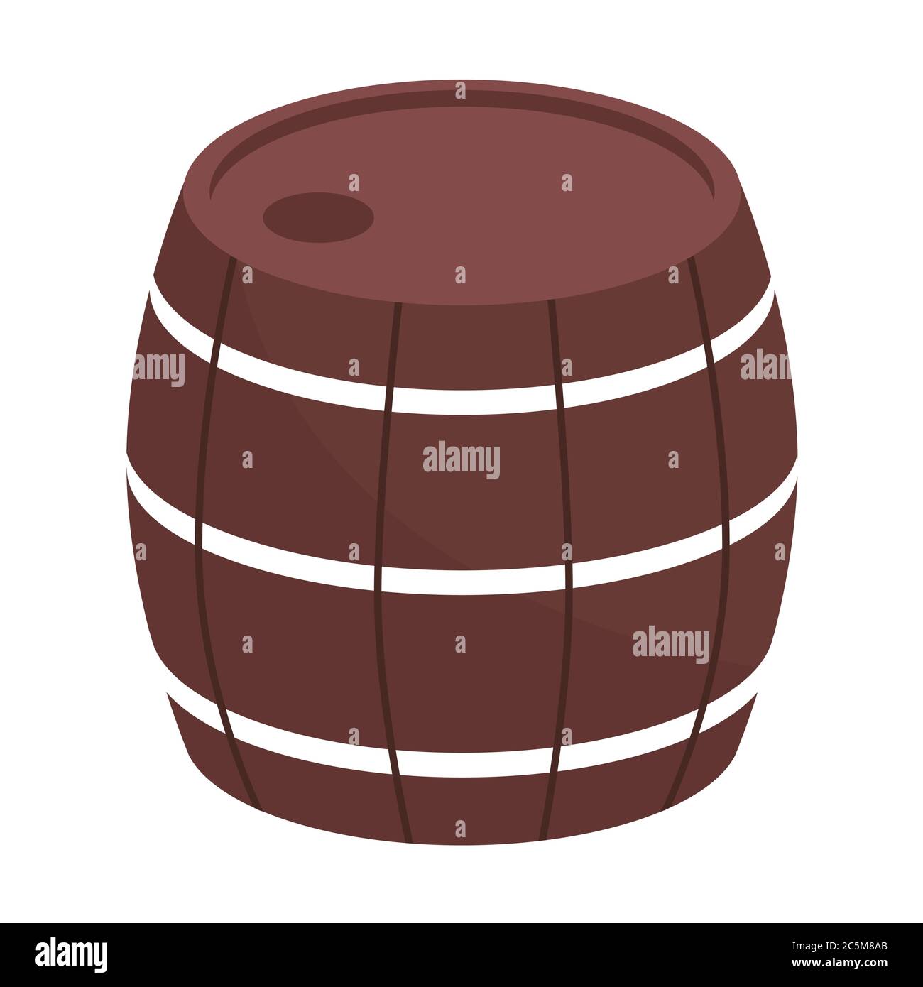 Alcohol barrel, drink container on white background. Vector illustration. EPS 10. Stock Vector