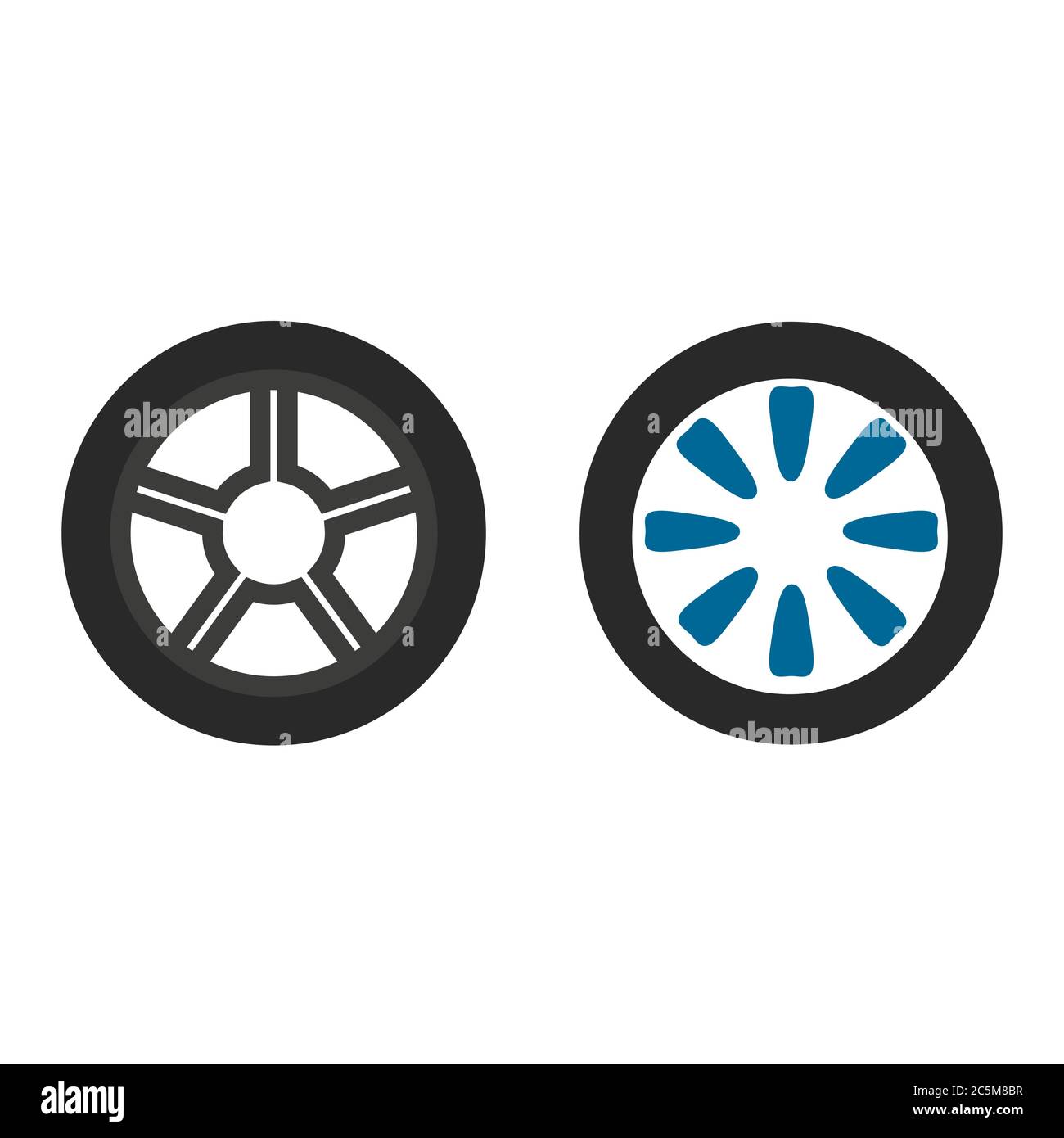 Car wheels set on white background. Vector illustration. EPS 10. Stock Vector