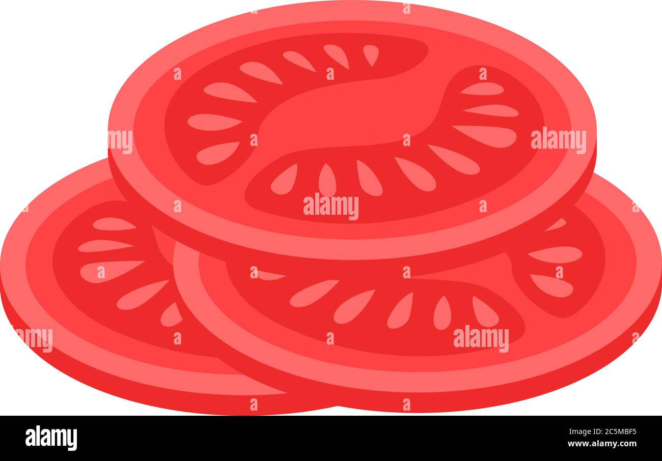 Set of different tomatoes isolated on background. Vector illustration. Whole, sliced, quarter, half of a tomato fruit. Stock Vector