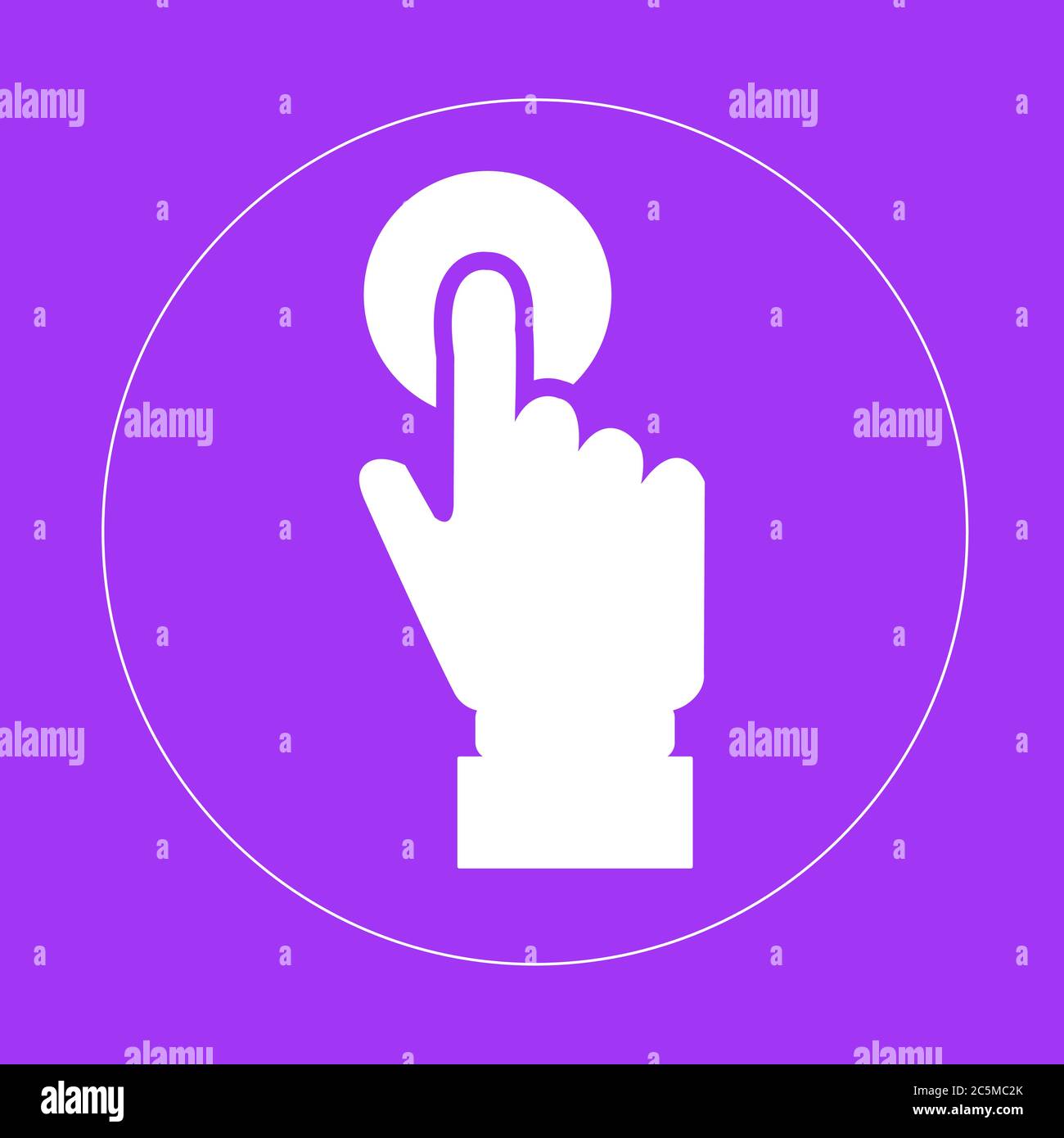 Touch sign icon in trendy flat style isolated on purple background. For ...