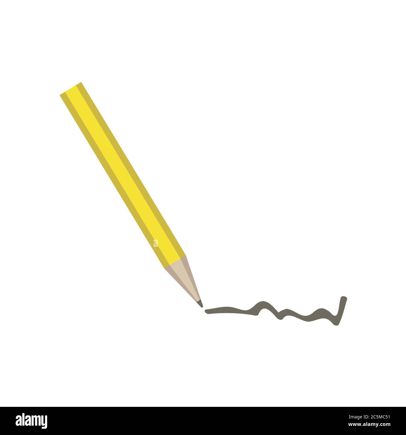 Yellow wooden pencil and line. Vector illustration EPS 10 in trendy ...