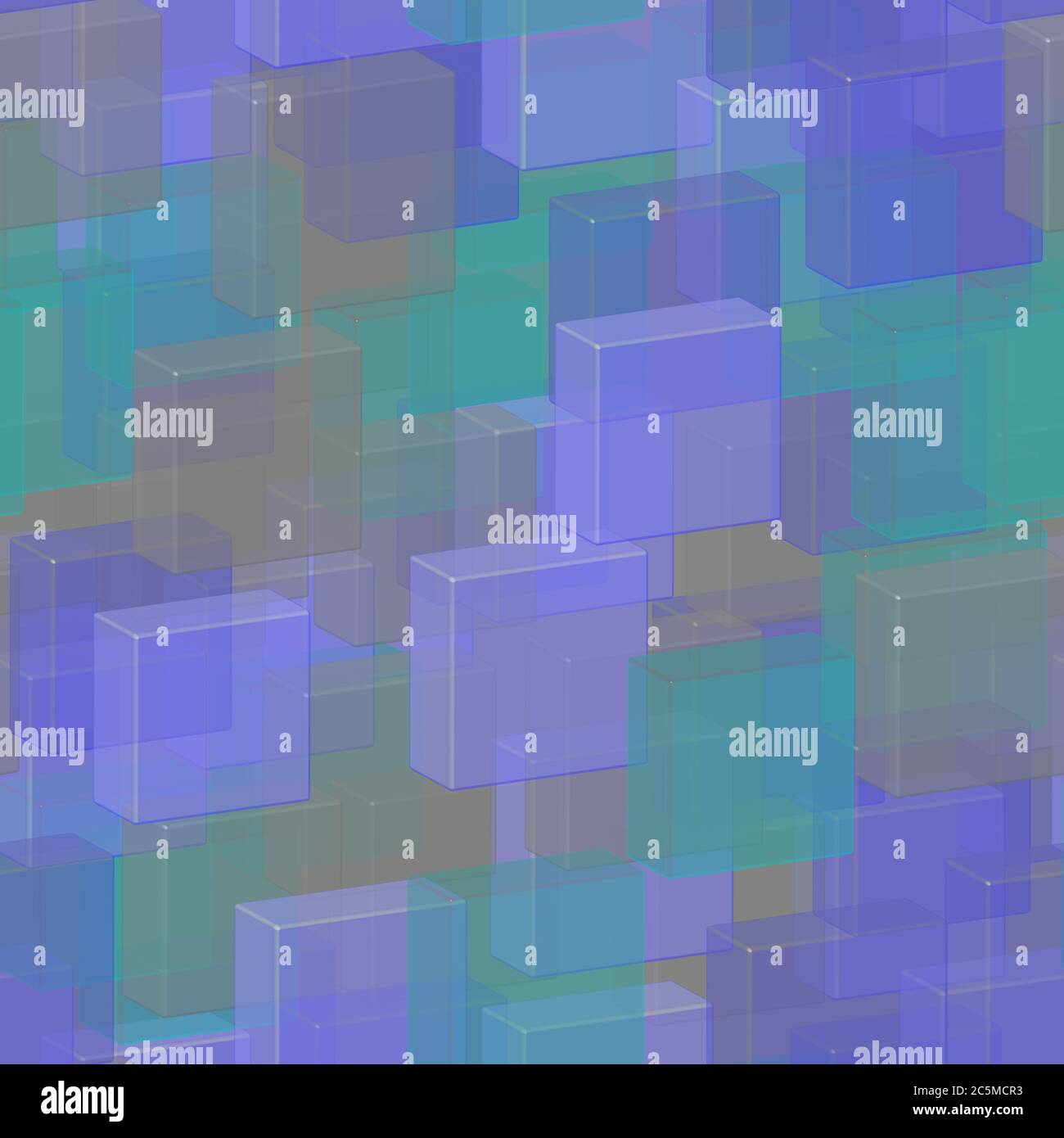 Transparent Green Blue Tiles Seamless Pattern, 3D Illustration Stock Vector