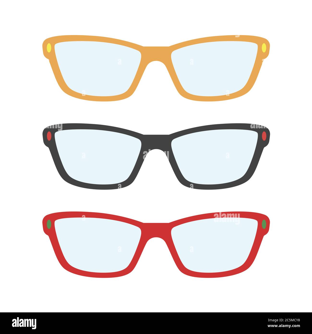 Glasses Set on white background in trendy flat style isolated Stock ...