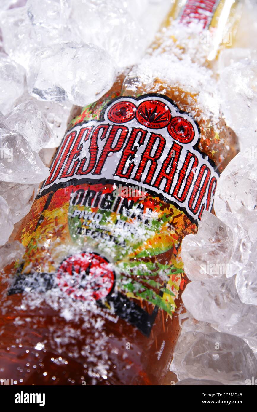 Bottle of Desperados pale lager flavored with tequila Stock Photo